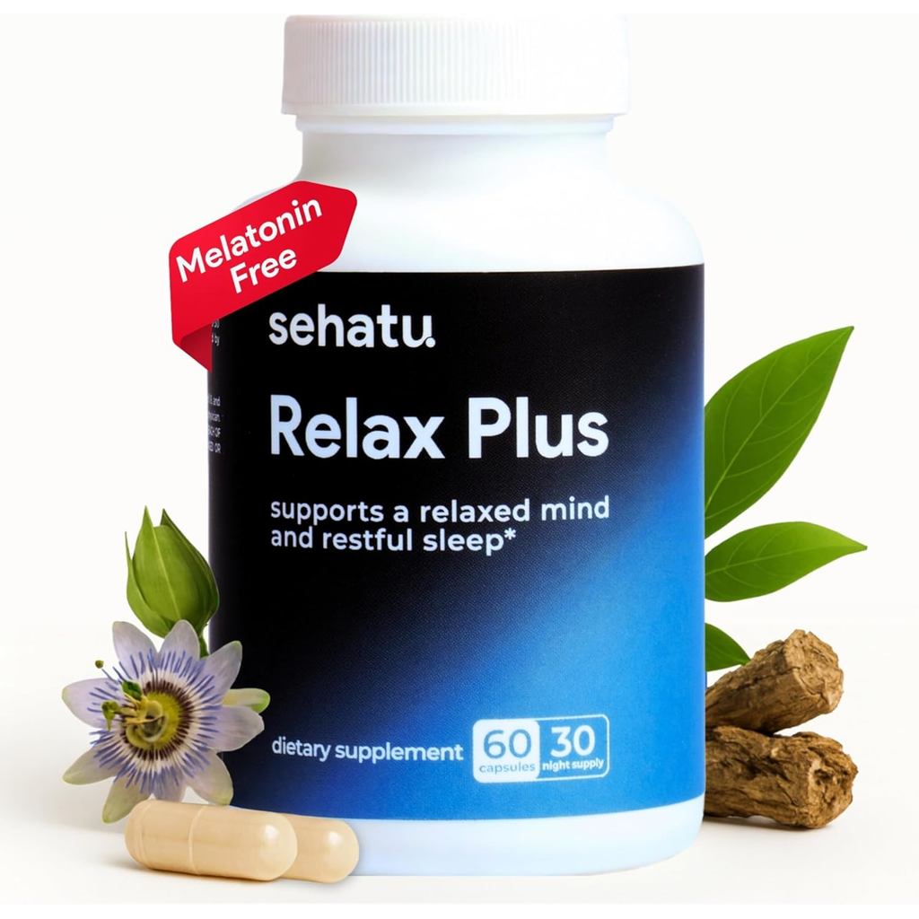 Relax Plus Stress Relief Supplement | with GABA, L-Theanine, Ashwagandha, Valerian Root | Supports A