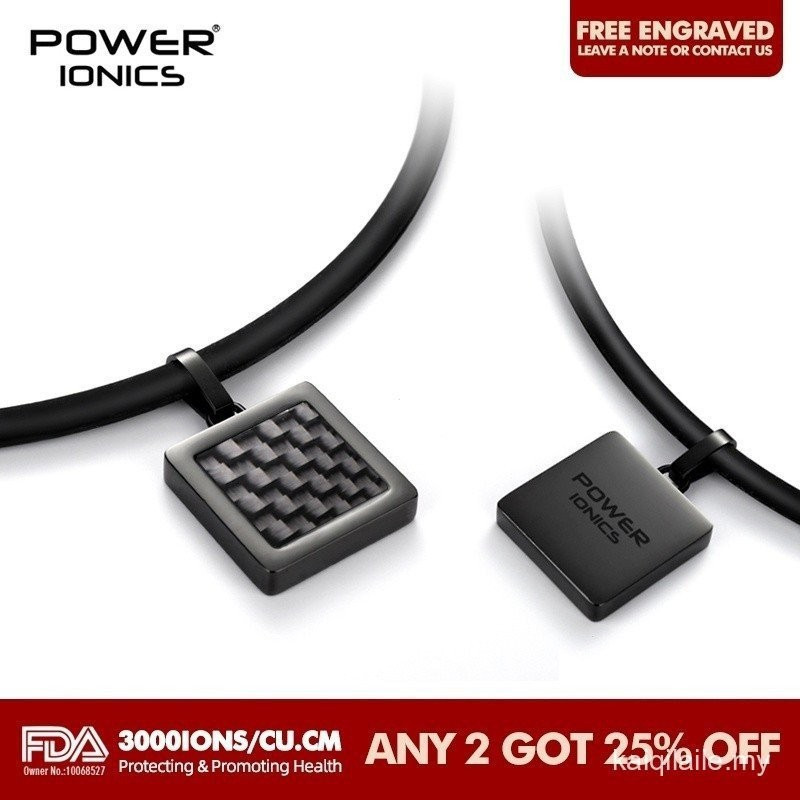 POWER IONICS FDA Medical อุปกรณ์ลงทะเบียน Gremaniun Titanium Ion Black Carbon จี้สุขภาพสร้อยคอตัวอัก