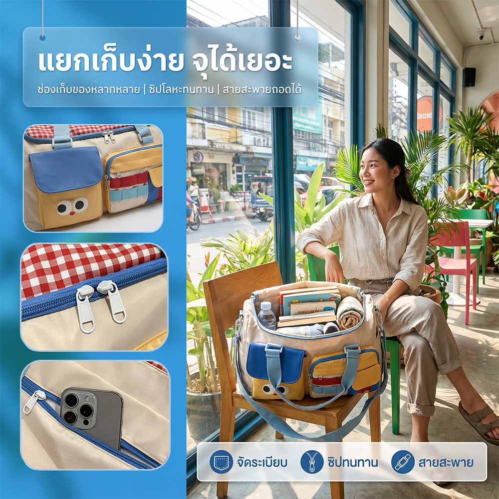 กระเป๋าเดินทางอเนกประสงค์ ดีไซน์การ์ตูนน่ารัก ความจุใหญ่ รูปที่ 6