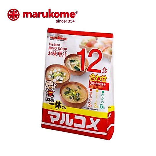MARUKOME INSTANT MISO SOUP IKKYU SAN 12S RED ซุปมิโซะสำเร็จรูป อิคคิวซัง 12ซอง/แพ็ค 3 ท็อปปื้ง