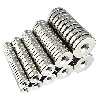 1ชิ้น แม่เหล็กนีโอไดเมียม กลมแบนมีรู ขนาด 12 mm. แม่เหล็กแรงสูง magnet Neodymium แม่เหล็ก กลมแบนมีรู รูเทเปอร์