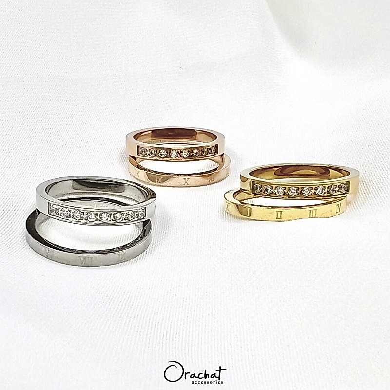 Orachat | TM winkle 14k ring set. (แหวนตัวเรือนสแตนเลส)