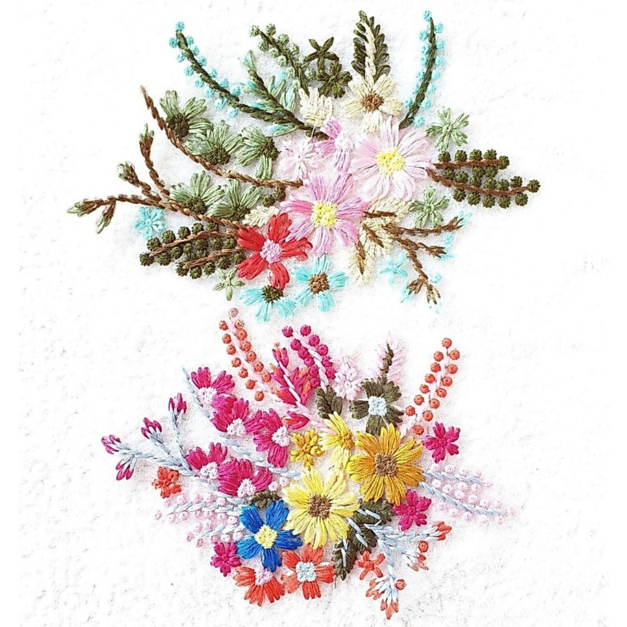 💐 ลูกไม้ ดอกไม้ 3D ไหมปัก ตกแต่งเสื้อผ้า ตกแต่งกระเป๋า DIY