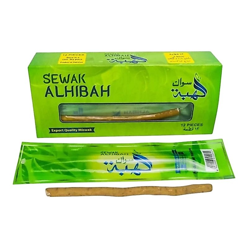 ( Miswak al-khair )ไม้มิสวาก 1 กล่อง (12อัน) ขนาดกลางพอดี ไม้ขัดฟัน ไม่แปรงฟันสมุนไพร