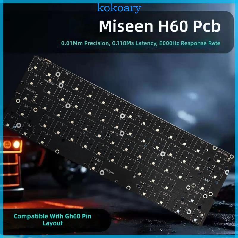 KOK 61Key สวิตช์แม่เหล็กบอร์ด PCB H60 สําหรับ 60 คีย์บอร์ดพร้อมแบ็คไลท์กันน้ํา