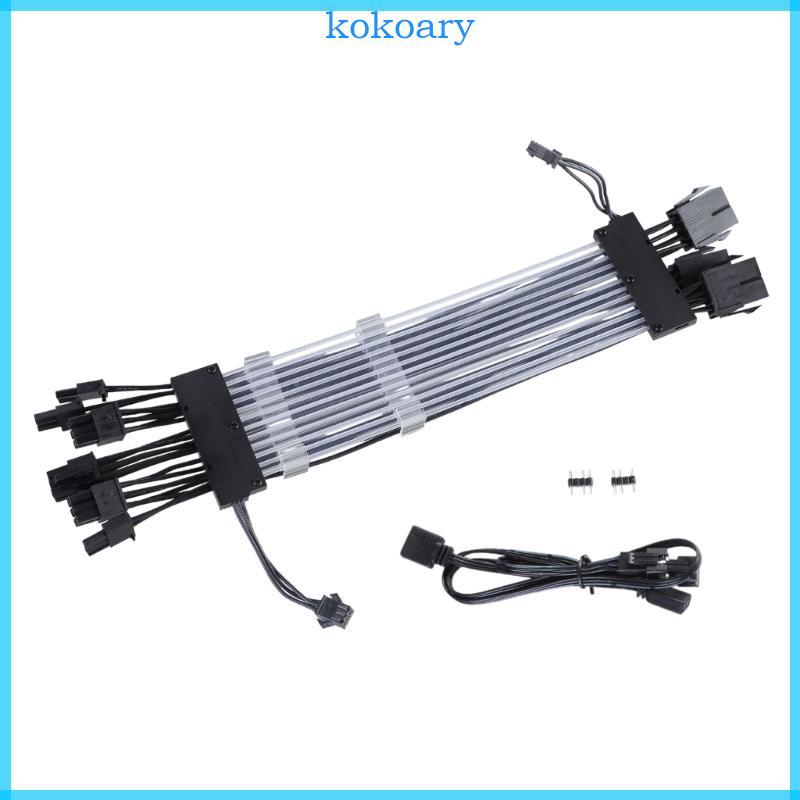 KOK 24Pin ARGB สาย ARGB Power Sleeved สาย 24Pin 3x8Pin ARGB สายไฟ