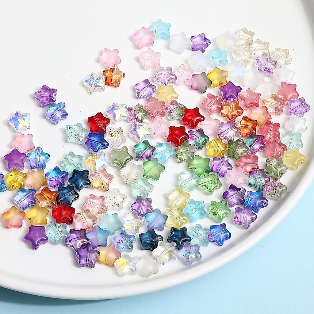 10pcs 8mm สีไล่ระดับสีดาวเล็กเคลือบลูกปัด DIY ทำด้วยมือต่างหูเครื่องประดับสร้อยข้อมือสร้อยคออุปกรณ์เสริมวัสดุ