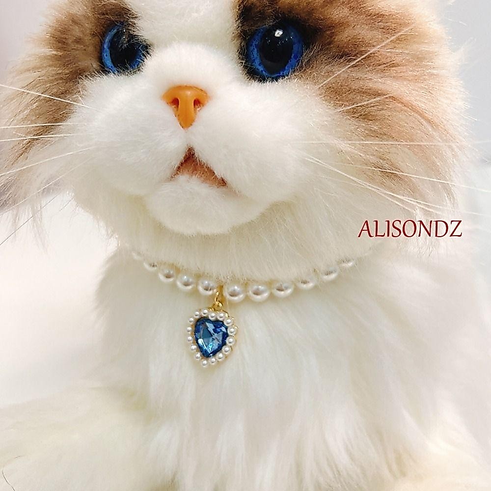 Alisondz สัตว์เลี้ยง สร้อยคอมุก, ตกแต่ง ปรับได้ พลอยเทียม ปลอกคอแมว, ปลอกคอคริสตัล มุกเทียม / โลหะ ที่มีสีสัน สัตว์เลี้ยง วิบวับ เจ้าหญิง ปลอกคอ ปาร์ตี้