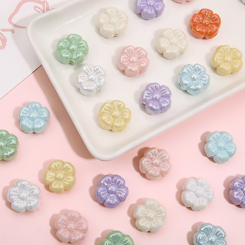 20ชิ้น19.5มิลลิเมตรอะคริลิหลวมลูกปัดดอกพลัมลูกปัดยูวีสีชุบสําหรับสร้อยข้อมือต่างหูเครื่องประดับ ทําเอง ทําอุปกรณ์วัสดุ