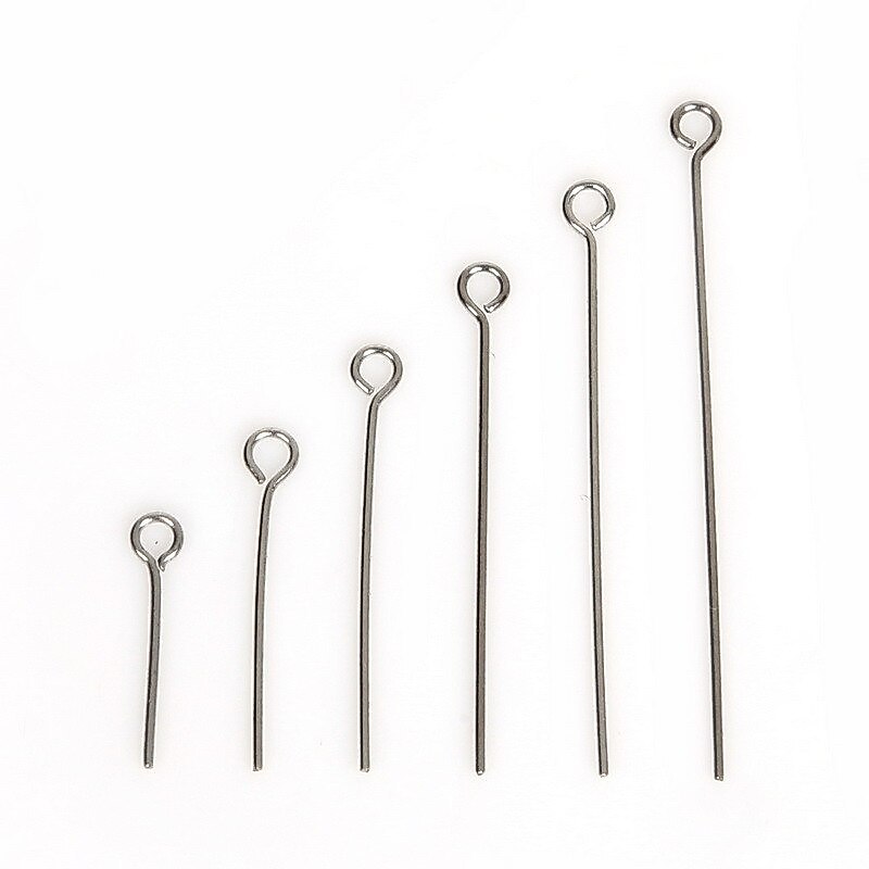 เข็มตาขอสแตนเลส ขนาด 15-40mm 200 ชิ้น สำหรับ DIY งานเครื่องประดับทำจี้และอุปกรณ์