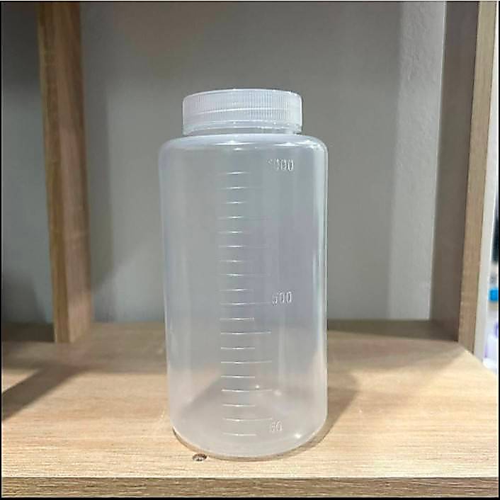 ขวดใส่สารละลายเคมี (PP) 1,000ml, เเบบมีสเกล/จุกใน