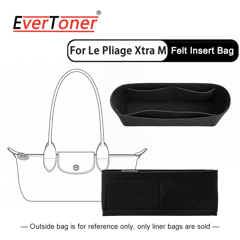 EverToner Felt Bag Organizer Insert for Le Pliage Xtra M Shoulder Bag Black Liner Bag