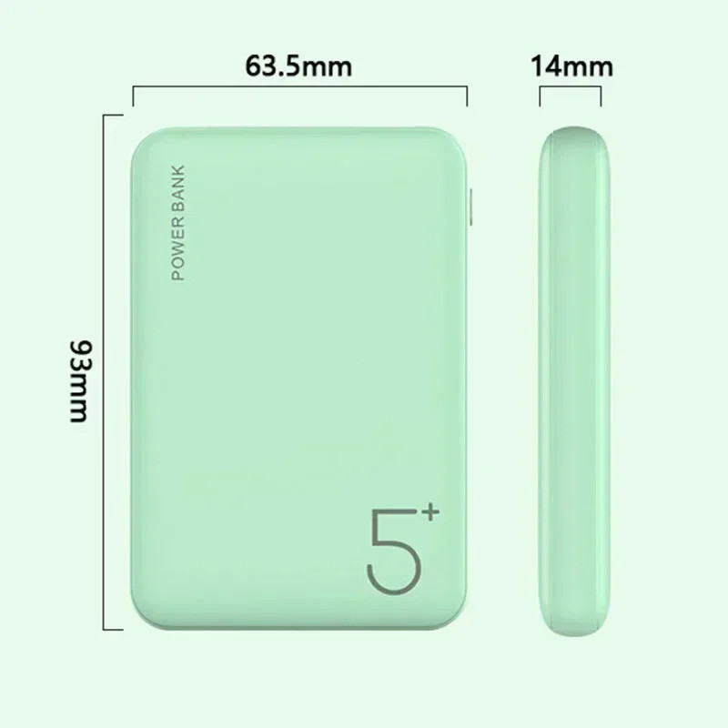 5000mAh แบบพกพา Ultra-thin Power Bank คู่ USB TYPE C OUTPUT Fast Charging Poverbank สําหรับ IPhone 1