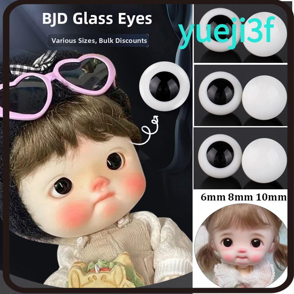 YUEJI ตาแก้ว,สีดํา Pure Round Movable DIY ตุ๊กตาทําหัตถกรรมอุปกรณ์เสริม,คุณภาพสูง 10mm12mm14mm16mm ไ