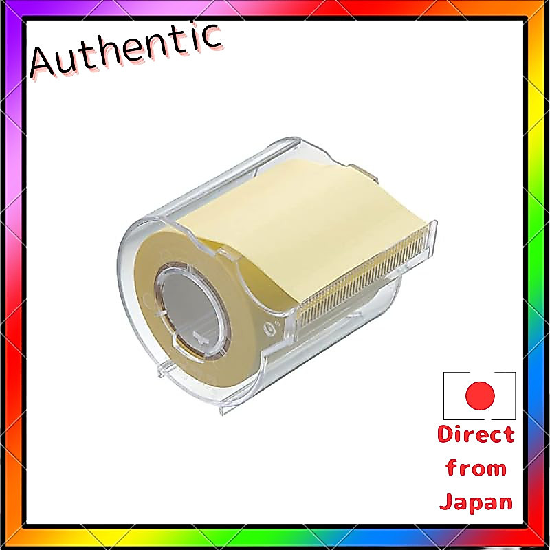Yamato Sticky Notes Memo Roll Tape with Cutter, Recycled Paper, Yellow, 50mm x 10m, NOR-50CH-1