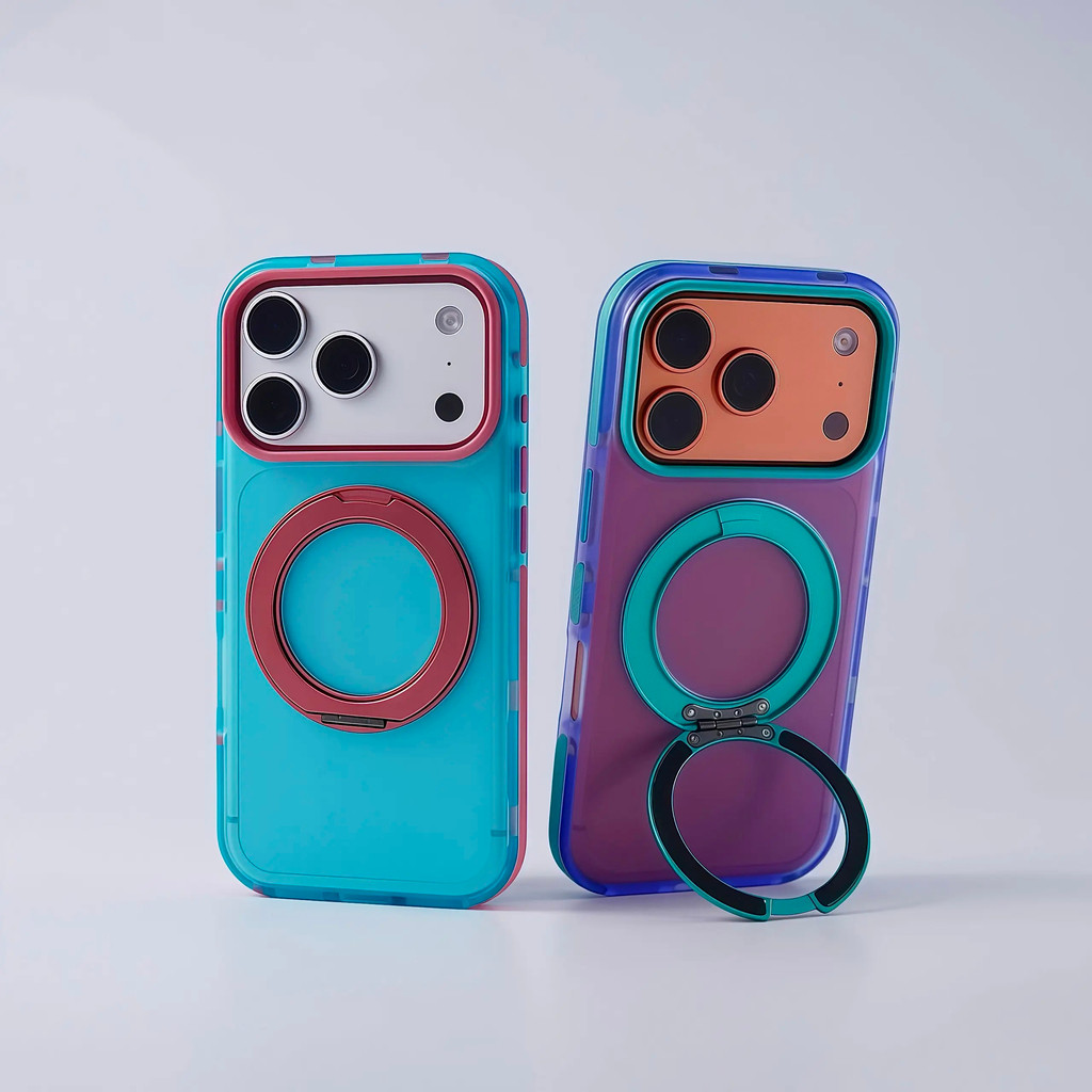 เคสโทรศัพท์ หมุน พร้อมบล็อคสีแม่เหล็ก สีสันสดใส ขาตั้งหมุนได้ 360 องศา ° กรอบกันชนกันกระแทก กันกระแทก ใช้ได้กับ iPhone 17 Pro Max, 16 Pro และ 15, prot