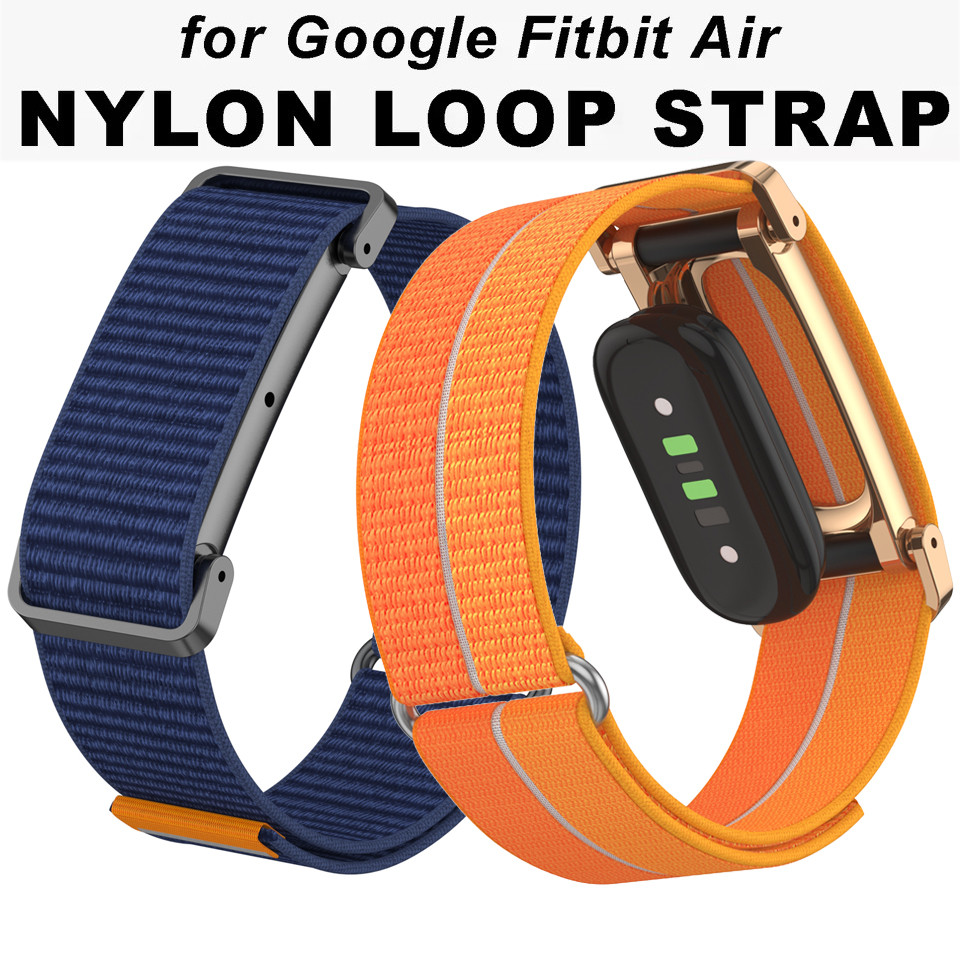 สายรัดห่วงไนลอน + เคสโลหะสําหรับ Google Fitbit Air Soft Breathable สายรัดข้อมือเปลี่ยนสายกีฬาเหมาะสําหรับ Fitbit Air Band
