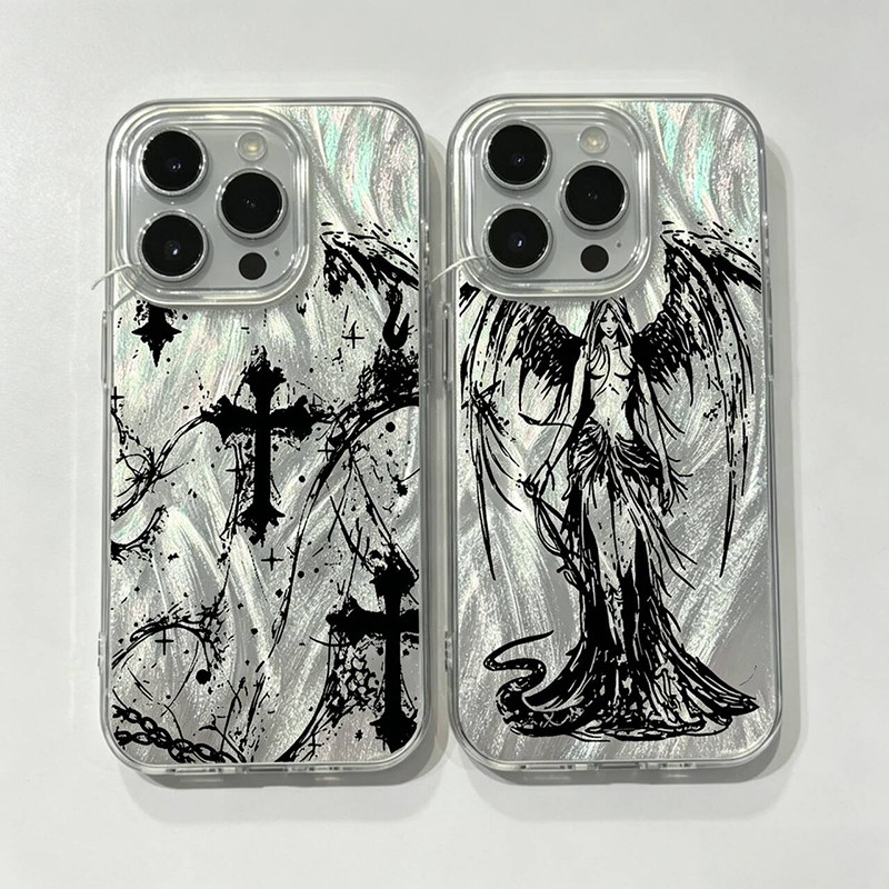 Angel Pray Gothic Cross Mark เคสโทรศัพท์สําหรับ Xiaomi 17T 15T Pro 15 POCO X8 F7 Pro Max M3 F3 X5 F5 X6 M6 Pro X3 GT 5G เลเซอร์ IMD ฝาครอบ