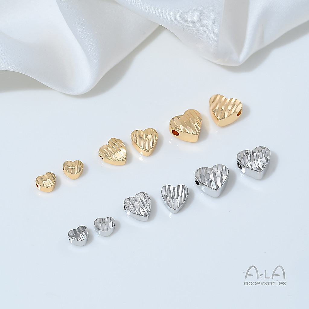 ทองแดงชุบ 14K Gold-Clad สามมิติชุดดอกไม้ Peach Heart Spacer ลูกปัดทําด้วยมือ diy คริสตัล String Pear