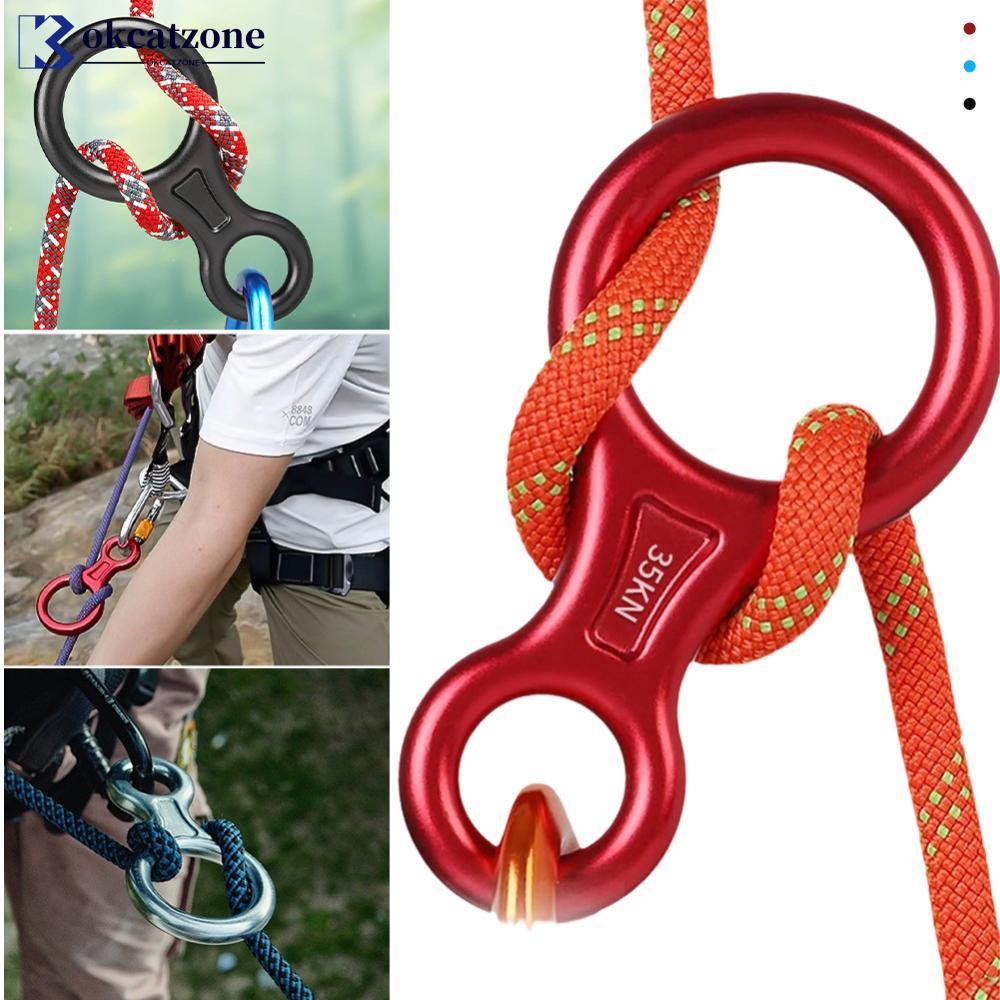OKCATZONE 35KN อลูมิเนียมรูป 8 Descender อเนกประสงค์ความจุสูง Belay อุปกรณ์กลางแจ้ง Rock Climbing คว