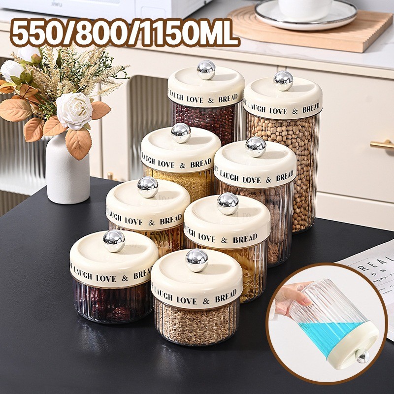 ขวดโหลสูญญากาศ โถเก็บอาหาร ปิดผนึกกระป๋องโปร่งใส 550/800/1150ML กันความชื้น กันฝุ่น กระปุกเก็บเมล็ดกาแฟ