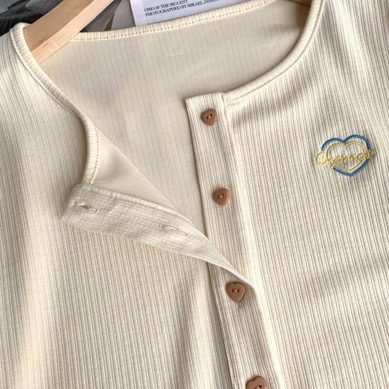 เสื้อครอปแขนยาวผู้หญิง เสื้อยืดแฟชั่นสไตล์เกาหลี เสื้อครอปหญิง เสื้อยืดแขนสั้น - รูปที่ 5