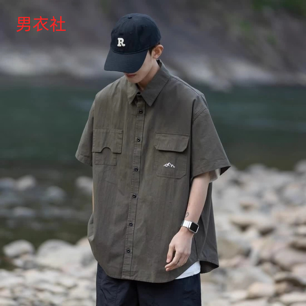 เสื้อไซส์ใหญ่สไตล์ญี่ปุ่นย้อนยุค แขนสั้น มีหลากหลายกระเป๋า สวมใส่สบายสำหรับกิจกรรมกลางแจ้ง