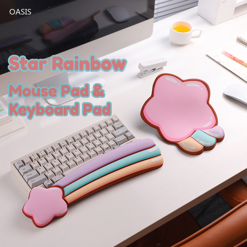 แผ่นรองเมาส์รูปดาวซิลิโคนส่วนที่เหลือข้อมือหน่วยความจําโฟมแป้นพิมพ์เบาะ