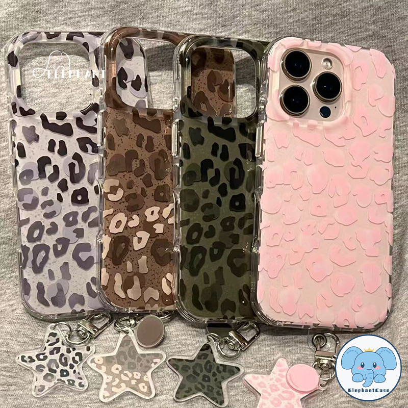 เคสไอโฟน 11 สำหรับ IPhone 17 air 13 16 15 11 14 12 Pro Max XR 7 8 15 16 14 Plus เคส TPU ลายเสือดาวคู่สุดเท่และทันสมัย