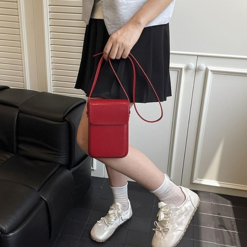 กระเป๋าคล้องไหล่-mini สไตล์ Minimalist Vintage Chic สีทึบ เคสโทรศัพท์ในตัว เหมาะสำหรับการเดินทาง ราคา ถูกที่สุด ดีลบีเคเค แกลเลอรีภาพที่ 9