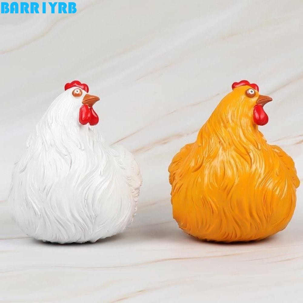 BARR1YRB Hen ตุ๊กตา, ศิลปะเรซินหัตถกรรมประติมากรรมไก่, การ์ตูนประณีตที่ไม่ซ้ํากัน Garden รูปปั้นพิธีขึ้นบ้านใหม่ของขวัญ