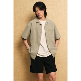 H&M(เอชแอนด์เอ็ม) เสื้อเชิ้ต resort แบบหลวมเนื้อผ้าพื้นผิว ผ…