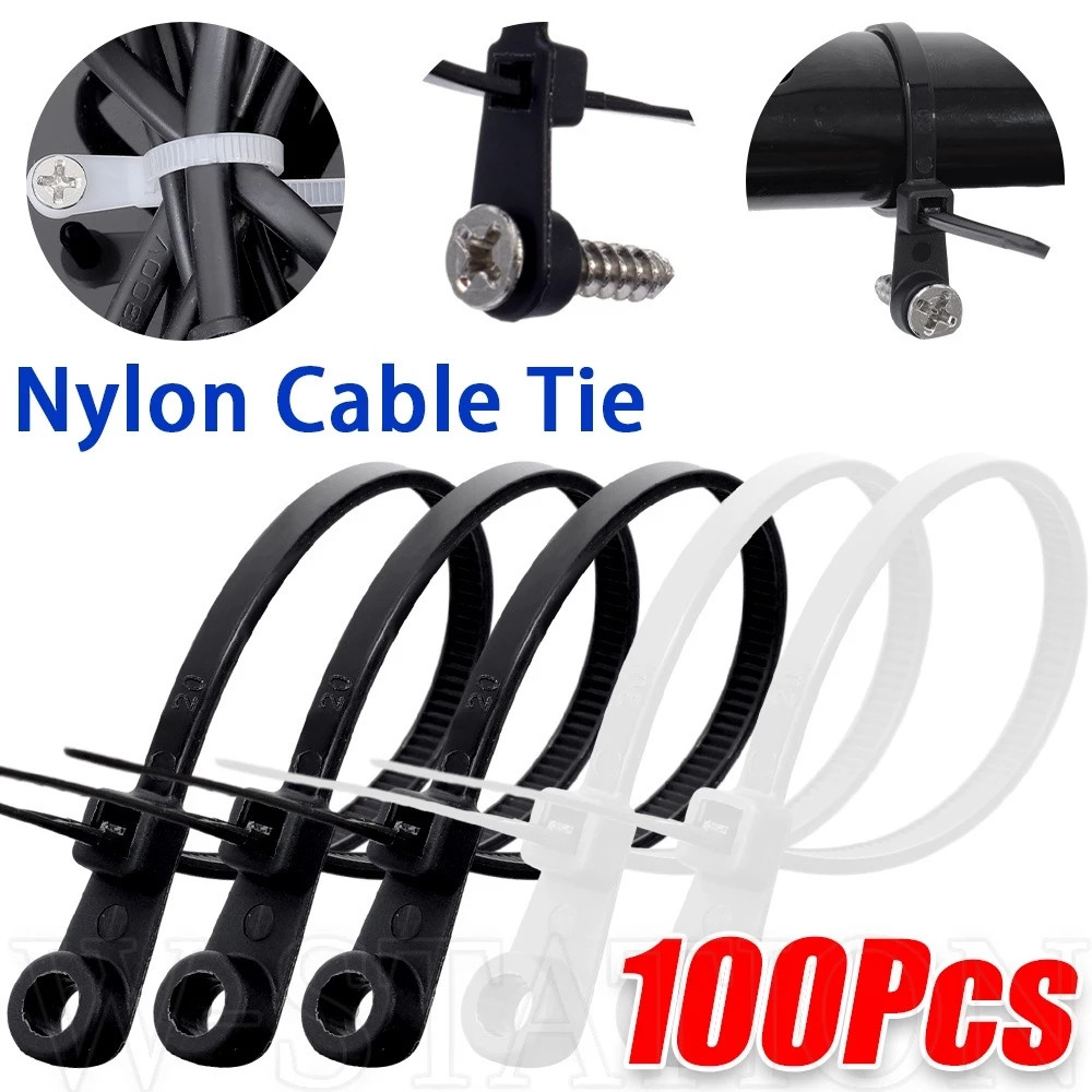 100 ชิ้น สกรู รู สายเคเบิล ผูก คงที่/รู เมาท์ ไนล่อน สายเคเบิล ซิปไทร์/สายรัด ห่วงล็อคในตัว/สายรัด อุตสาหกรรม ในครTOOLIX