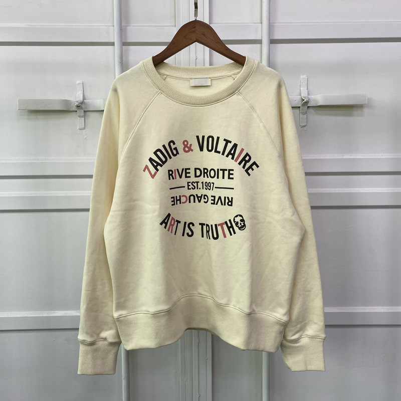 IQLN ZADIG&VOLTAIRE 21Autumn and Winter New French Niche Women's Classic Color-Block Letter Print Fl