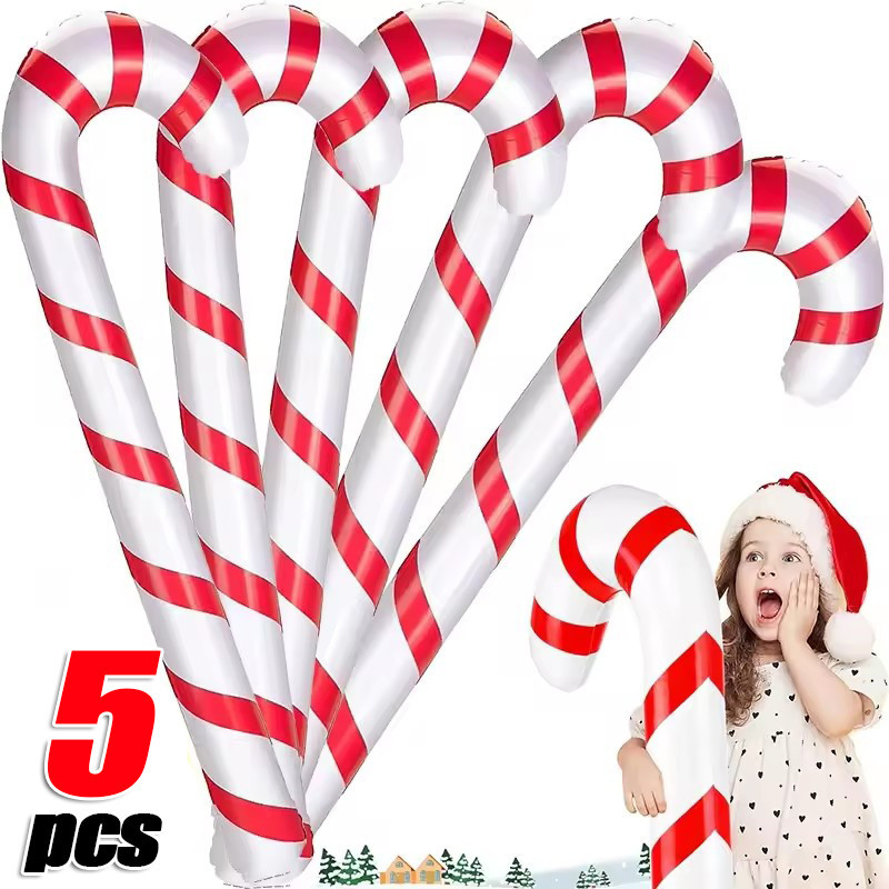 1/3/5 ชิ้น 90 ซม.ขนาดใหญ่มือถือ Inflatable Candy Canes บอลลูน Xmas ต้นไม้แขวนเครื่องประดับ