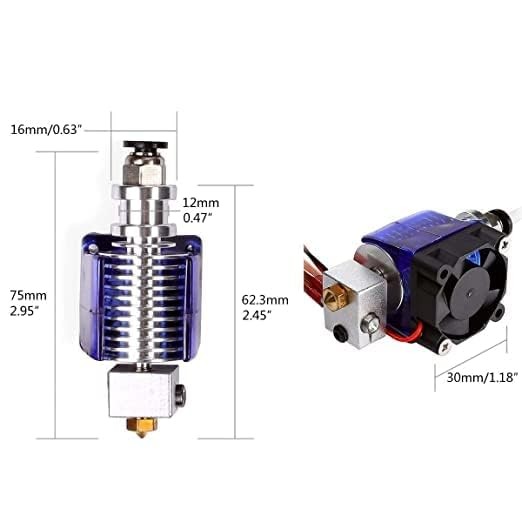 24V 40W All-Metal V6 J-Head Hotend Extruder Hotend 1.75 มม.ชุดสําหรับเครื่องพิมพ์ 3D 0.4 มม.หัวฉีด..
