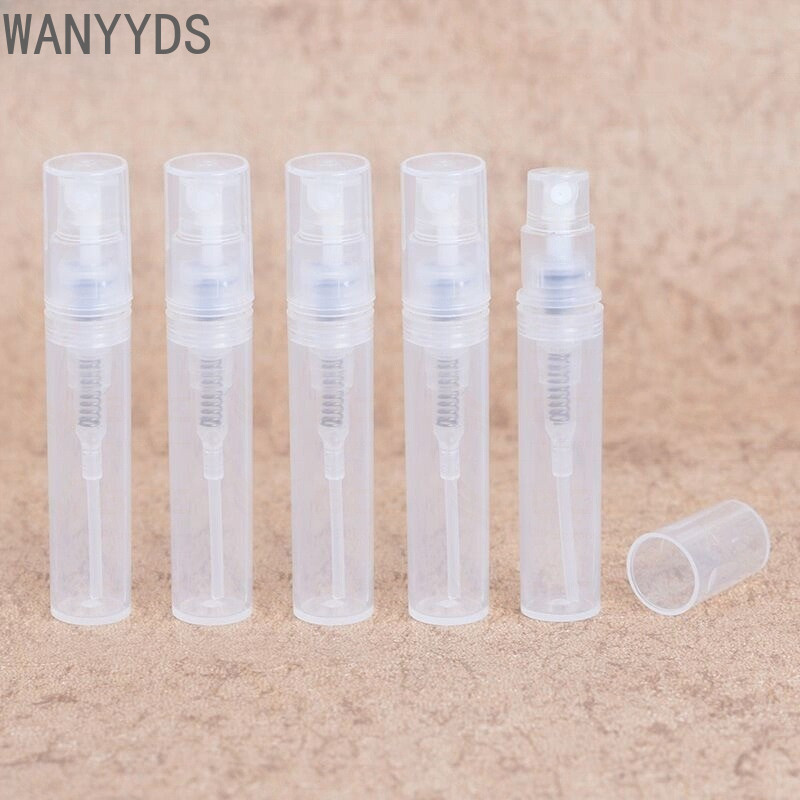 WY 50 ชิ้น/10 ชิ้น Mini Clear 2 ml/3 ml/5 ml พลาสติก/แก้วเติมสเปรย์ขวดน้ําหอมตัวอย่าง Atomizer