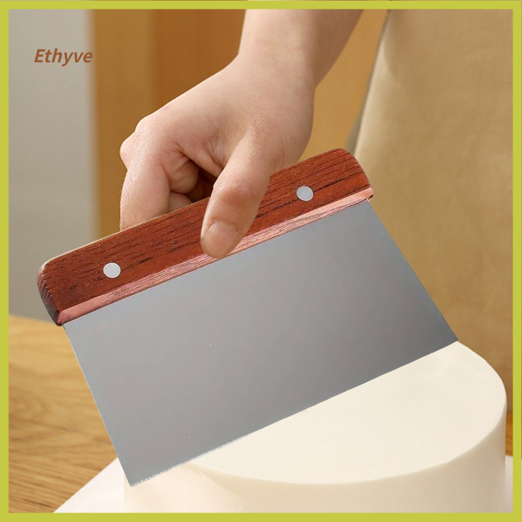 Ethyve สแตนเลสโลหะแผ่นเหล็ก Scraper สแตนเลส Pastry Scraper สแตนเลสแป้ง Scraper เครื่องตัดสําหรับขนมป