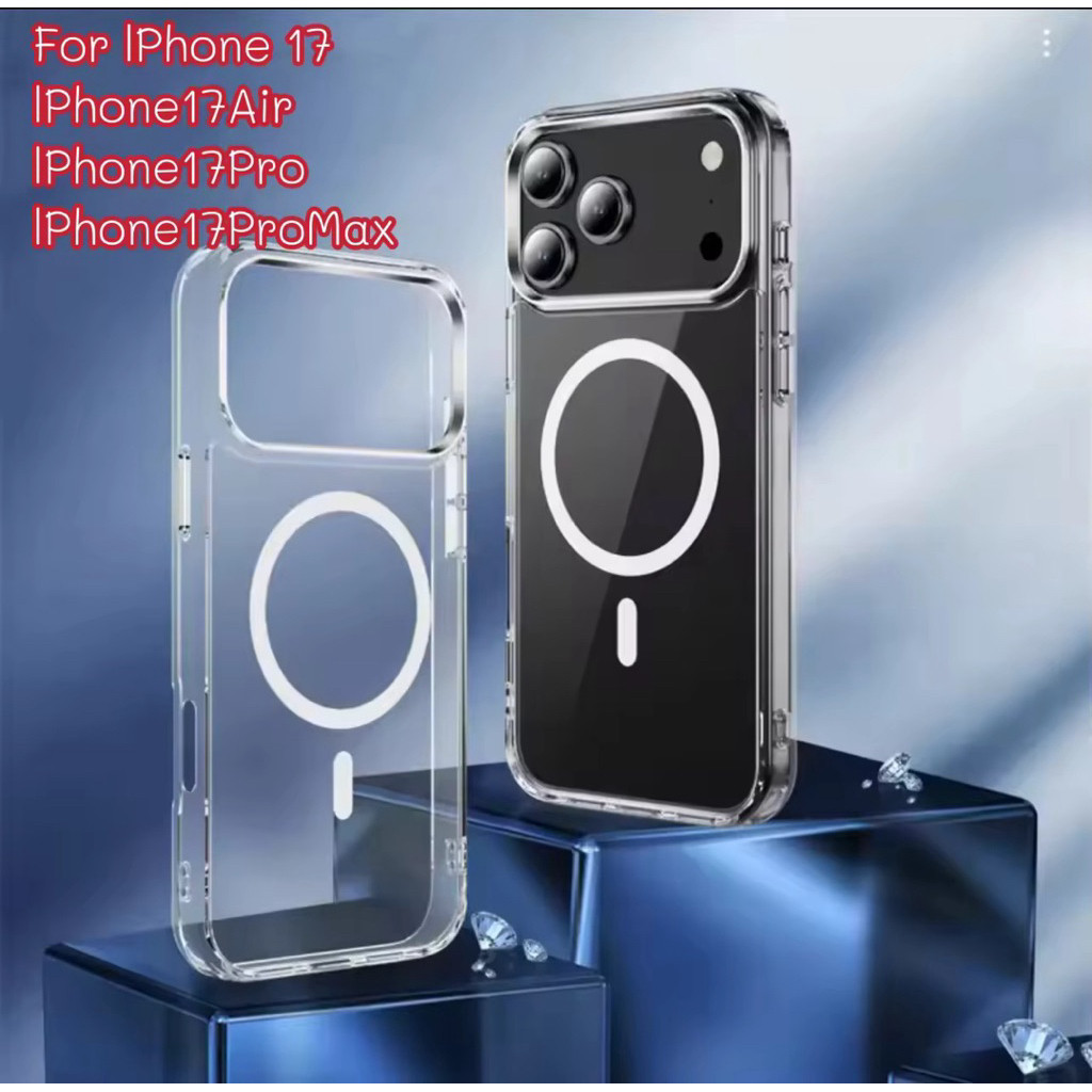 เคสแม่เหล็กใส สำหรับ iPhone 17 / 17Air / 17Pro / 17ProMax / 16 / 15 / 14 / 13 / 12 / 11