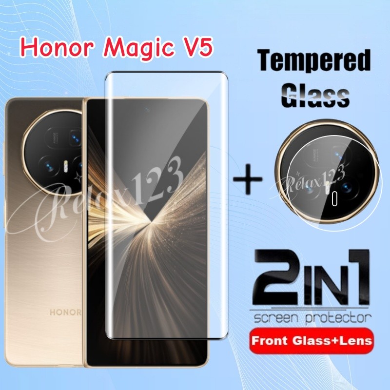 สําหรับ Honor Magic V6 V5 5G 2025 2IN1 กระจกนิรภัยป้องกันหน้าจอและเลนส์กล้อง หลังเลนส์กล้อง