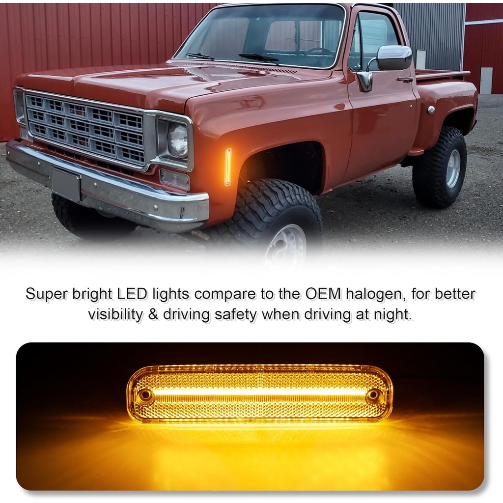 ด้านหน้าไฟ LED Side Marker สําหรับ 1973-1980 C10 C15 C20 C25 C30 C35 K10 K15 K20 K25 K30 K35 C1500 C