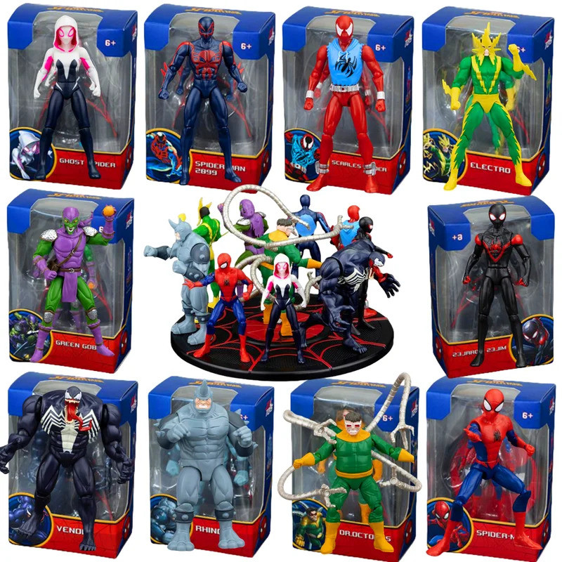 4 นิ้ว Original ZD Action Figure ของเล่น Iron Man Scarlet Spider Miles Morales Spider-Man Venom Gwen อะนิเมะเคลื่อนย้ายได้ตุ๊กตาของขวัญ