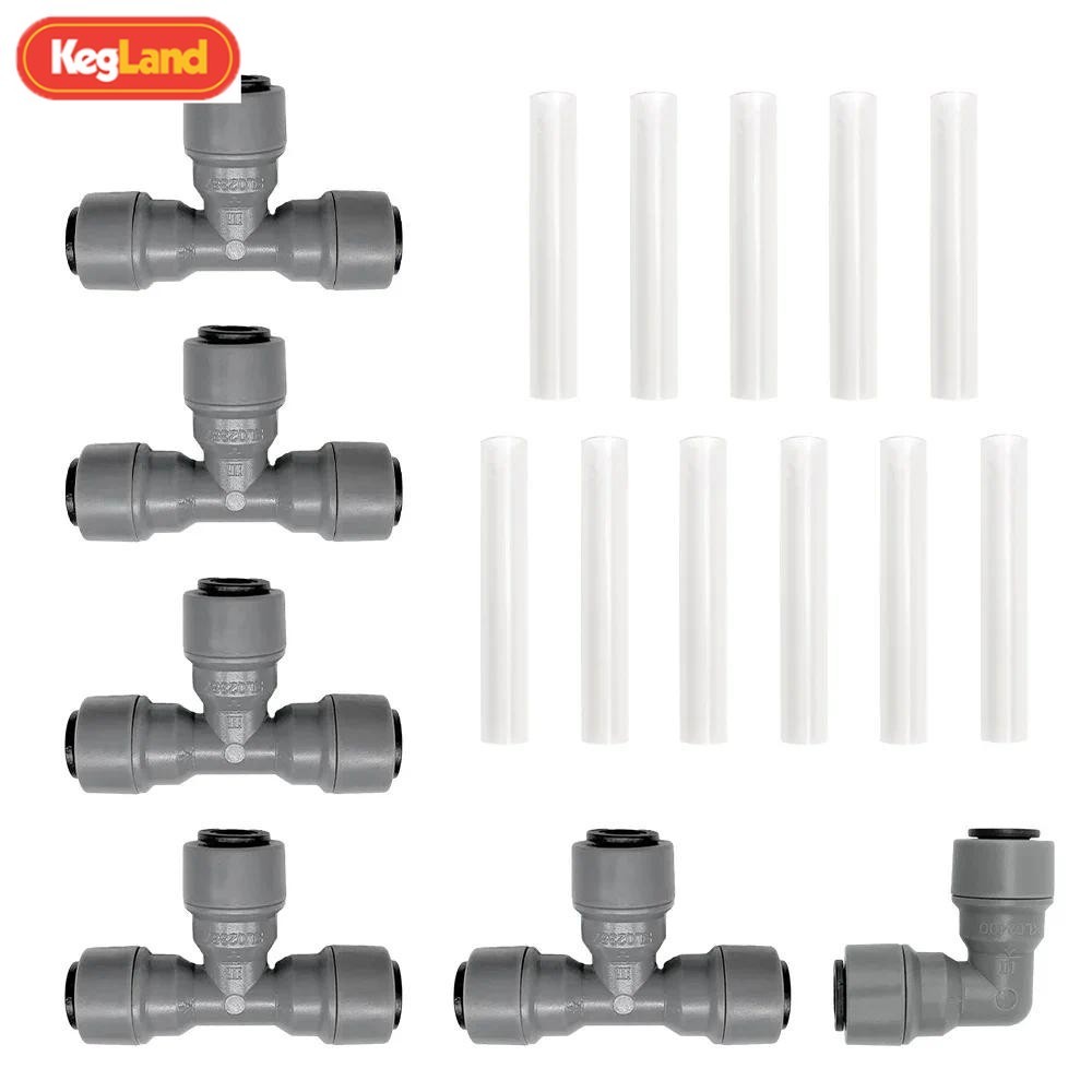 Kegland Connector Kit สําหรับ 6 Output Gas Board (T-shaped Quick Connect + ข้อศอก + PP Pipe ) Homebr