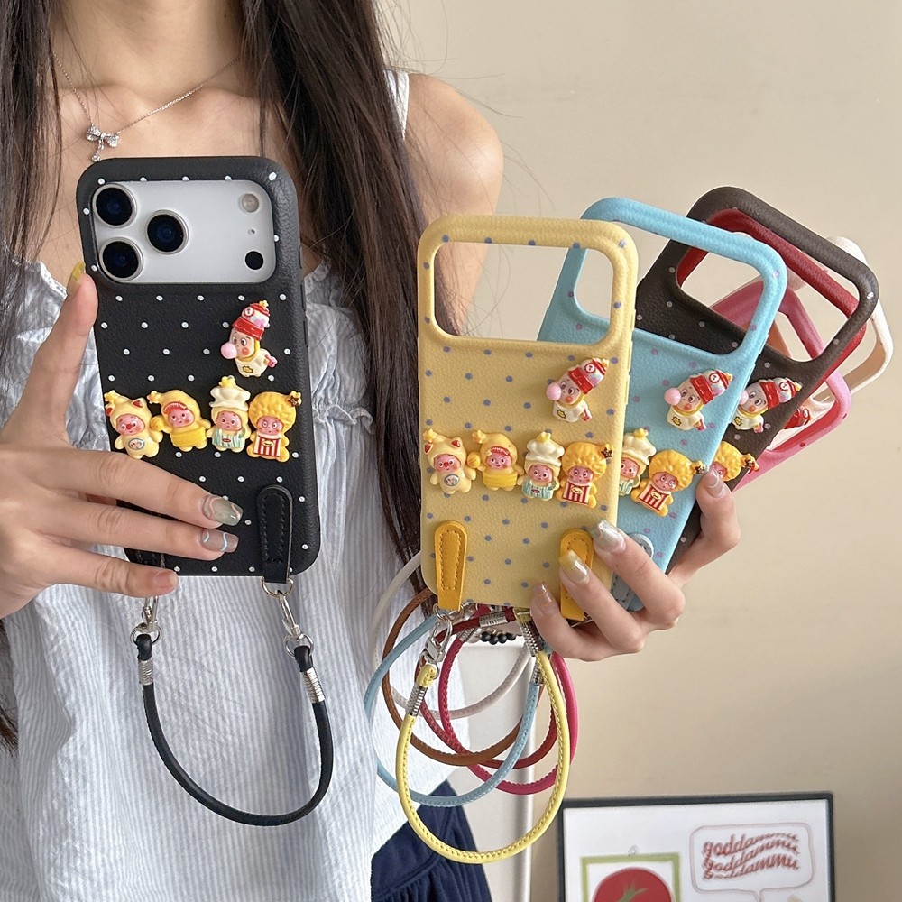 3D Star People เหมาะสําหรับ iPhone 17Promax เคสโทรศัพท์ลายลิ้นจี่ Apple 16/15/14/13/12/11 เชือกแขวน 