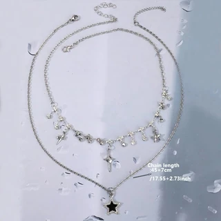 สร้อยคอแบบหลายเลเยอร์ สไตล์ casual gothic star cross สำหรับผู้หญิง