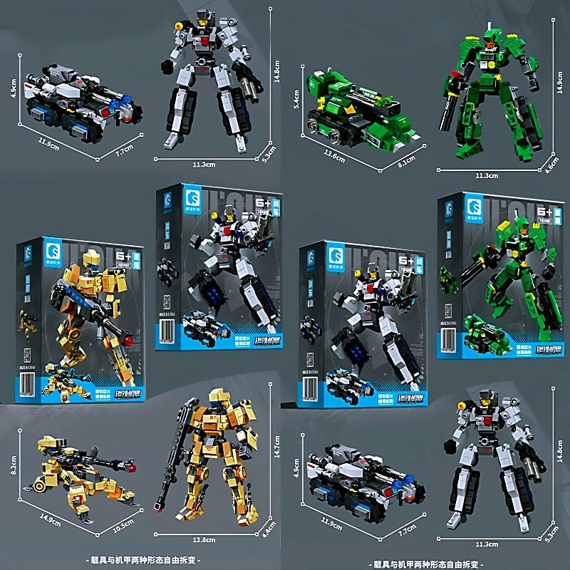 Sembo Building Blocks Steel Mecha Military Dismantling Transformers Robot Assembling Building Blocks