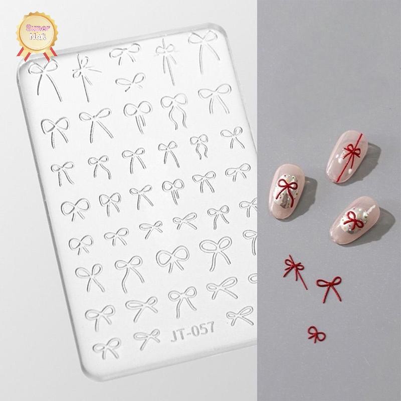 SuperNail Bowknot แม่พิมพ์ 3D แกะสลักแผ่นปั๊มตกแต่งเล็บ DIY ออกแบบซิลิโคนเล็บแม่พิมพ์แม่แบบสําหรับเล็บ Charms Vary