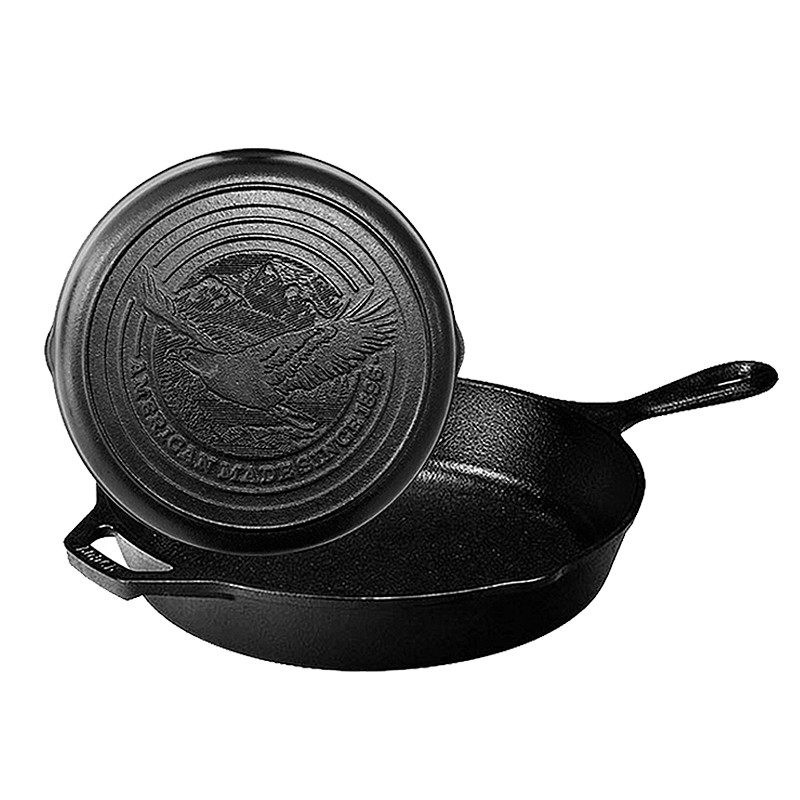 Lodge Lodge นําเข้าจากสหรัฐอเมริกา กระทะเหล็กหล่อไม่เคลือบด้านล่าง Eagle รูปแบบ 26 ซม. L8SK3TDHH