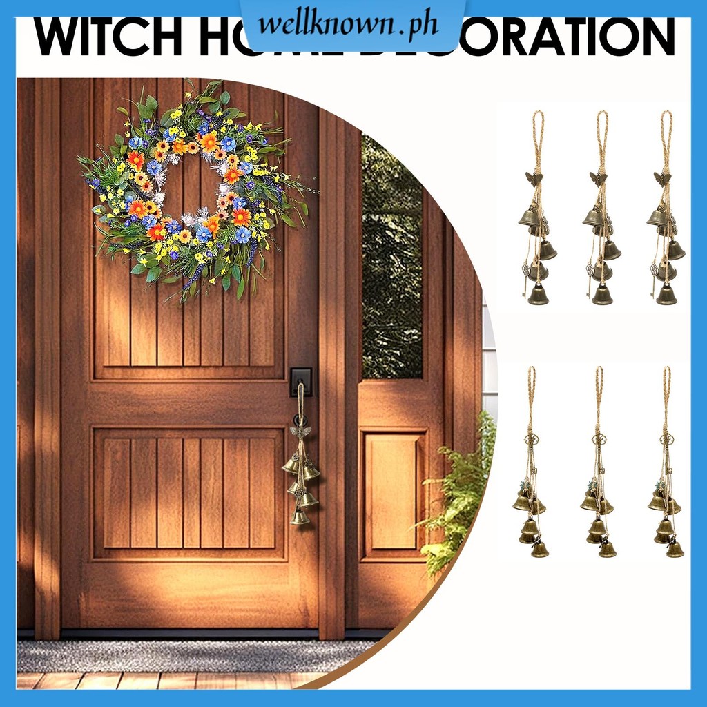 3ชิ้นแม่มดระฆังสําหรับลูกบิดประตูป้องกันแฮนด์เมดระฆังโลหะเสียงที่ชัดเจนสําหรับตกแต่งบ้านสวน ร้านค้า9