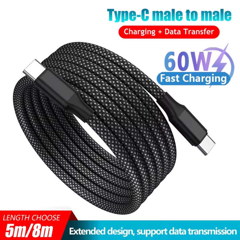 60W PD ด้ายถัก 3M 5M 8M USB C ข้อมูลยาวสายสําหรับ Redmi A3 Redmi 14C Redmi Note14 Redmi 13C Redmi No